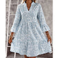 Robe à volants à col en V imprimée florale pour femme