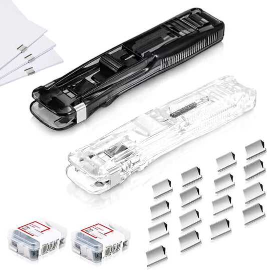 Agrafeuse portable à 2 pinces à reliure, avec 100 petites pinces à reliure, distributeur de pinces non destructives pour le bureau, la maison et l'école.