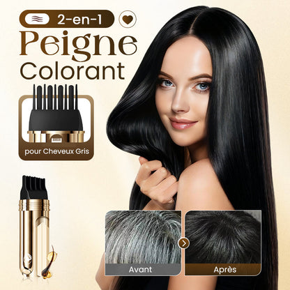 🔥 DERNIERES HEURES – 50% DE RÉDUCTION ! Peigne Colorant 2 en 1 pour Cheveux Gris – Sans Chimie, Sans Taches, Résistant à l’Eau