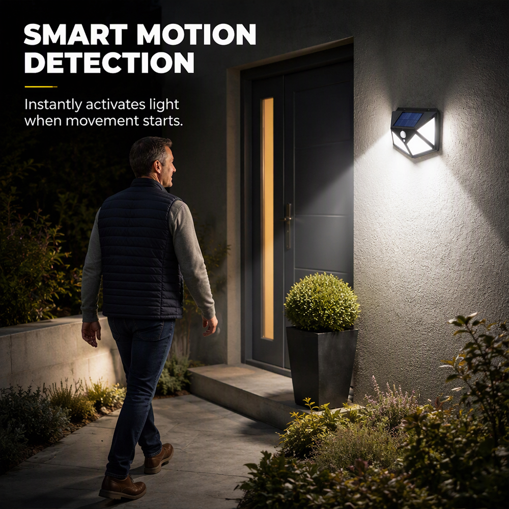 Lampe murale solaire à détecteur de mouvement 100 LED