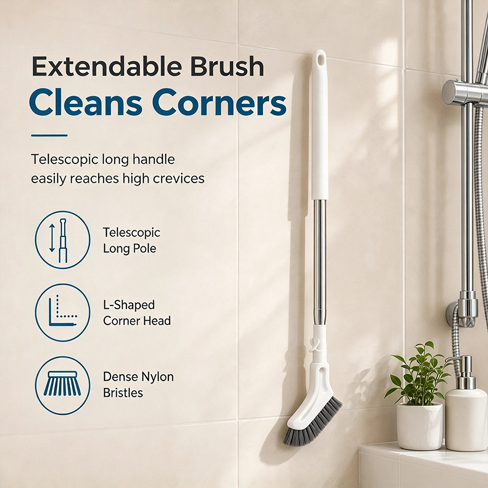 Brosse de nettoyage de sol multifonctionnelle à manche long extensible