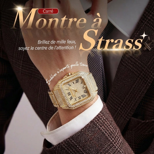 ⌚ 57% de réduction! ✨ Montre Carrée En Strass – Élégante, Brillante & Cadeau Parfait 💝