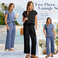 💕Vente chaude 2026  50% de réduction🔥Nouveau ensemble 2 pièces pour femmes : haut sans manches et pantalon à jambes larges