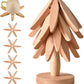 🎅 Soldes de Noël - 50 % DE RÉDUCTION 🎄✨ Ensemble de dessous-de-plat naturels - 4 dessous-de-plat en bois et 1 support en forme d'arbre de Noël