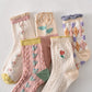 Chaussettes en coton à fleurs pour femmes (10 paires)