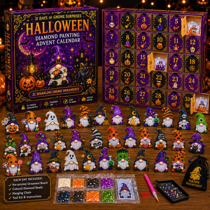 🎉✨ Calendrier de l'Avent d'Halloween avec peinture diamant : 31 jours de surprises de gnomes