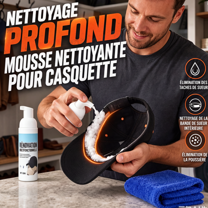 Nettoyant mousse pour casquettes de baseball sans rinçage