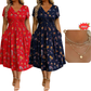 🌺👗Robe femme à col en V, motif floral et taille torsadée