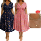 🌺👗Robe femme à col en V, motif floral et taille torsadée