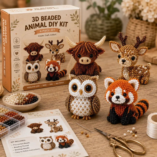 🏆Offre à durée limitée : 49 % de réduction🧵✨Petit kit de loisirs créatifs animaux en perles 3D