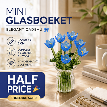 ⏳ VENTE FLASH ! ✨ Mini bouquet en verre | Cadeau élégant 🎀 | Hauteur env. 6 cm | MOITIÉ PRIX 🎉