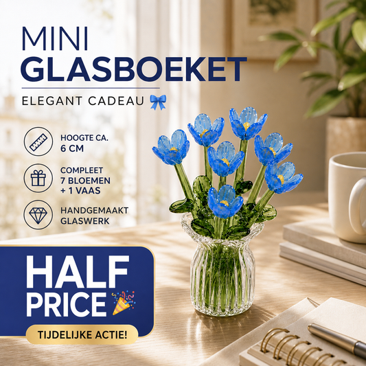 ⏳ VENTE FLASH ! ✨ Mini bouquet en verre | Cadeau élégant 🎀 | Hauteur env. 6 cm | MOITIÉ PRIX 🎉