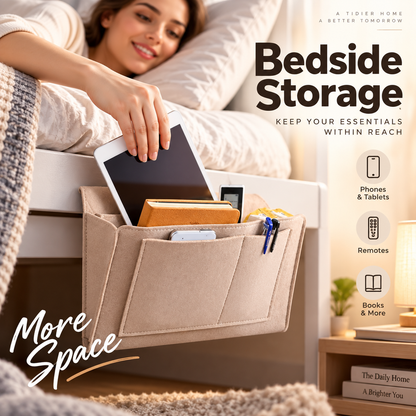 🛏️50 % DE RÉDUCTION MAINTENANT ! Sac de rangement suspendu pour chevet – Organisateur de lit multi-poches, pochette suspendue en feutre pour lit superposé, idéal pour ranger tablette, livre, téléphone et articles de papeterie.