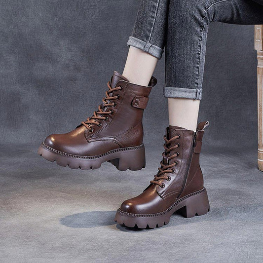 Bottes en cuir confortables orthopédiques pour femmes