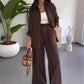 Ensemble Femme 2 Pièces Uni : Chemise Ample et Pantalon Large Décontracté
