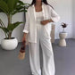 Ensemble Femme 2 Pièces Uni : Chemise Ample et Pantalon Large Décontracté