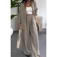 Ensemble Femme 2 Pièces Uni : Chemise Ample et Pantalon Large Décontracté