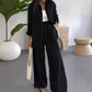 Ensemble Femme 2 Pièces Uni : Chemise Ample et Pantalon Large Décontracté