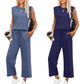💕Vente chaude 2026  50% de réduction🔥Nouveau ensemble 2 pièces pour femmes : haut sans manches et pantalon à jambes larges