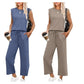 💕Vente chaude 2026  50% de réduction🔥Nouveau ensemble 2 pièces pour femmes : haut sans manches et pantalon à jambes larges