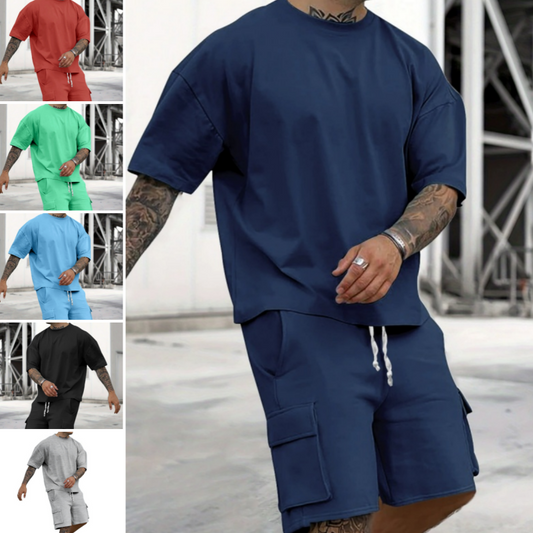 📢📢 -50 % !! ⏰ Ensemble décontracté homme : T-shirt à manches courtes et short
