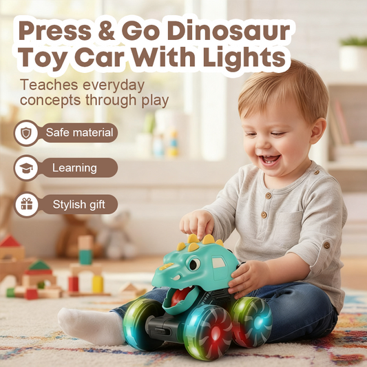 🦖 Black Friday : 60 % de réduction ! Voiture dinosaure « Appuie et Pars » – Lumières LED, 3 modèles & jouet robuste pour enfants 🚙✨