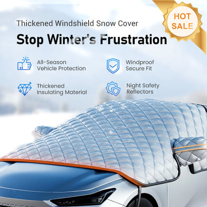 📢📢50% DE RÉDUCTION !! ⏰ Housse de neige épaisse pour pare-brise toutes saisons – Protection hiver/été, anti-vent & bandes réfléchissantes