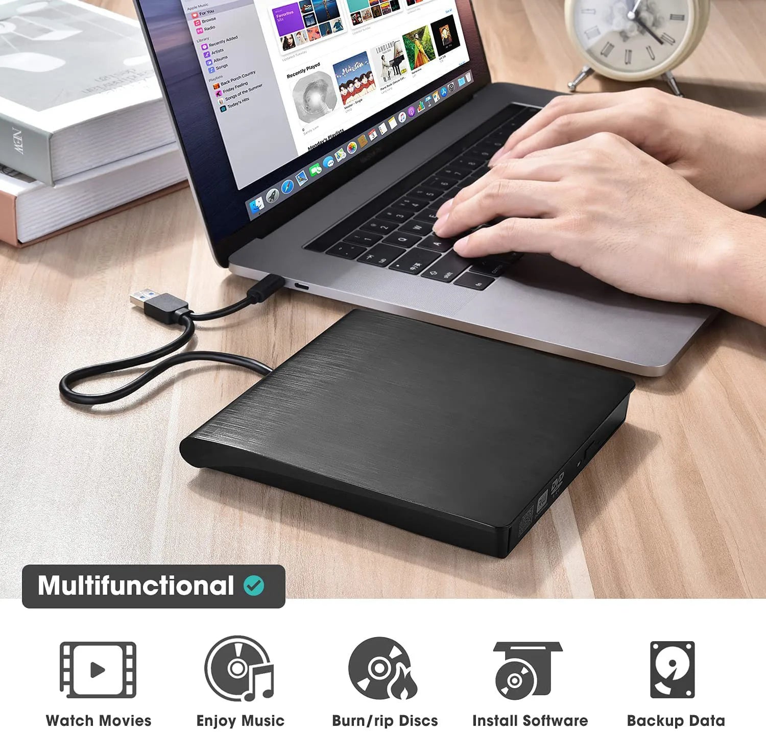 📢📢50% de réduction ! 💿💻 Lecteur CD/DVD Externe – Plug & Play, Portable ...