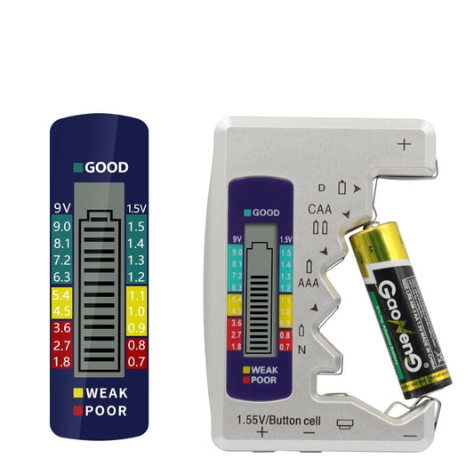 Testeur de Batteries Universel - Vérifie Piles AA, AAA, 9V, Bouton et Plus en 3 Secondes, Compact et Précis