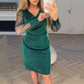 ⏰ 55% Rabatt – limited time! Damen Pailletten-Enganliegendes Kleid – Eleganter V-Ausschnitt | Tüllärmel | Must-have für jeden Anlass ✨