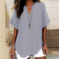 💎 50% DE RÉDUCTION ! 💎 Haut Ample à Manches Courtes & Col en V – Tissu Léger, Ourlet Asymétrique, 5 Couleurs (S–2XL) 👚🌿