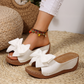 👡 50% DE RÉDUCTION! 🎀 Sandales Compensées à Bout Ouvert & Nœud Papillon pour Femmes – Élégantes, Confortables & Parfaites pour l'Été ☀️