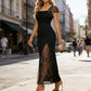 👗50% de réduction✨ Robe longue fendue à sequins pour femme