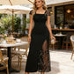 👗50% de réduction✨ Robe longue fendue à sequins pour femme