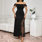 👗50% de réduction✨ Robe longue fendue à sequins pour femme