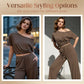 📢📢60 % DE RÉDUCTION !!!⏰ Ensemble 2 pièces Femme – Top asymétrique & Pantalon wide leg fluide pour un look chic et confortable.