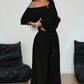📢📢60 % DE RÉDUCTION !!!⏰ Ensemble 2 pièces Femme – Top asymétrique & Pantalon wide leg fluide pour un look chic et confortable.