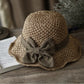 👒🌞 PROMO -50% ! Chapeau de Soleil Tressé avec Nœud – Large Bord, Ajustable & Pliable pour Voyage (Kaki/Beige)