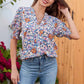 🌸 PROMO FLASH 50% DE RÉDUCTION ! 💃 Chemisier Floral Femme – Manches Bâclées Romantiques & Col en V 📿