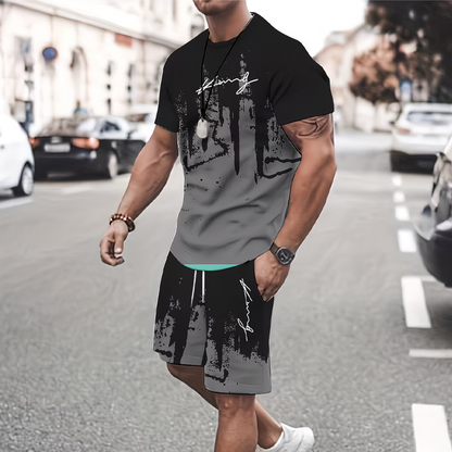 👕 58 % DE RÉDUCTION EN CE MOMENT ! 🔥 Ensemble t-shirt et short à imprimé graphique pour homme – Tissu doux, design audacieux, idéal pour les journées d'été ☀️