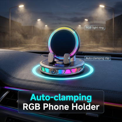 📱PROMO FLASH 50%🚗Support Voiture Téléphone RGB avec Recharge Sans Fil 15W – Fixation Auto, Rotation Libre, 3 Couleurs, Sécurisé & Pratique✨