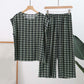 Ensemble pour personnes âgées : haut à manches courtes et pantalon long en coton Noil