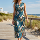 👗👗Robe longue sans manches à col en V pour femme, avec fente sur le côté