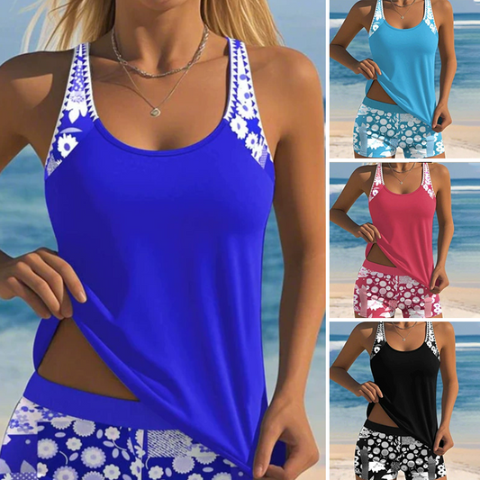 Maillot de bain deux pièces sexy imprimé : débardeur et short