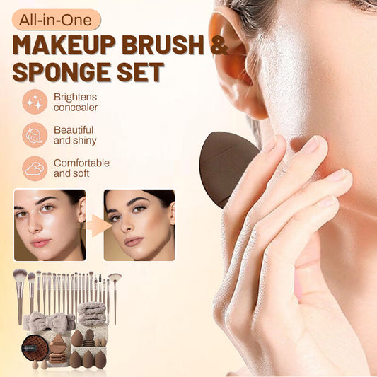 Ensemble de pinceaux et éponges de maquillage tout-en-un