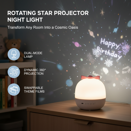Veilleuse projecteur d'étoiles rotative rechargeable