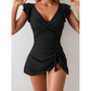 Robe de bain élégante pour femme, col en V et effet ventre plat