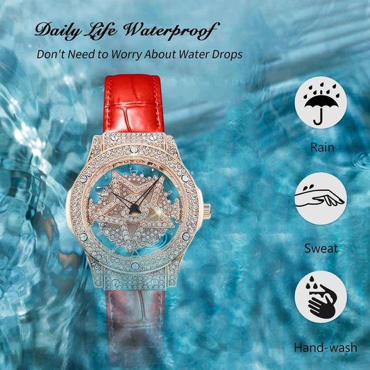 ⌚ PROMO LIMITÉE 50% DE RÉDUCTION ! 💥 Montre Femme Cadran Strass – Cuir, Étanche 30M, Fermoir Réglable ✨