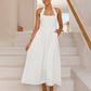 Robe femme à col licou et dos froncé