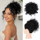Chignon court bouclé avec cordon de serrage élastique